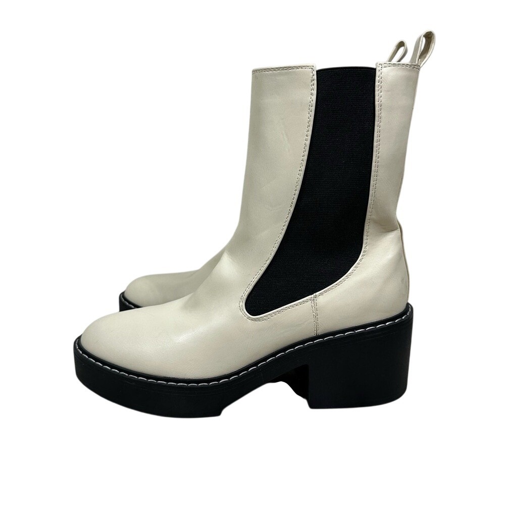 Nine West Ankle Boots Women's 9.5M Doleas White Platform Chunky Y2K Faux Leather
